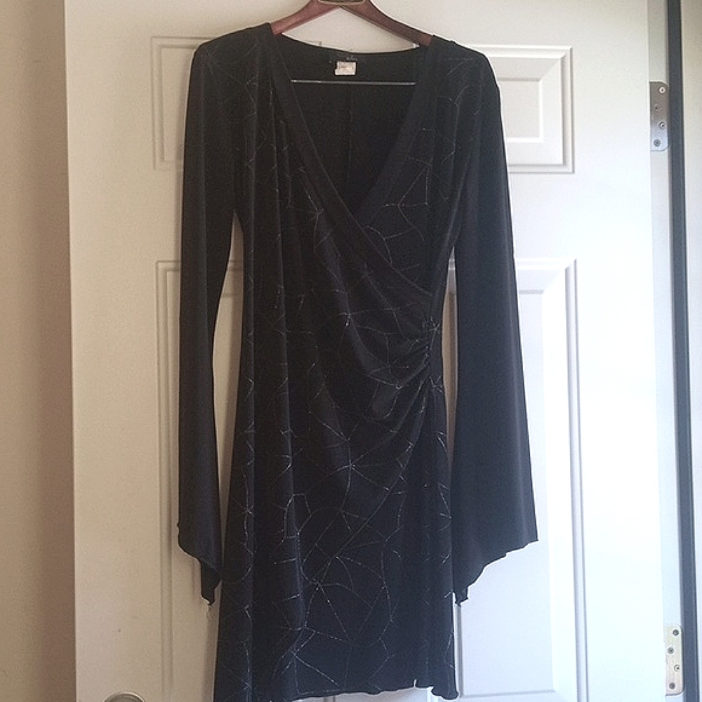 Women's Rag Dress Black silver threads Size Medium